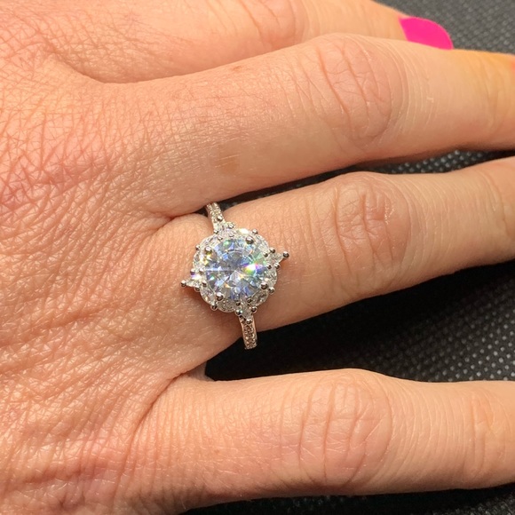 Luxury Flower 3ct AAA CZ Zircon Ring 925 - Picture 3 of 7